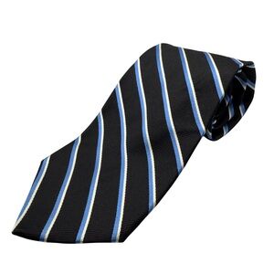 Brooks Brothers Silk Tie, Black & Blue Stripe, Made in USA, Like New